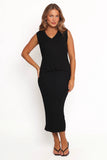 Richelle Ribbed Knit Skirt Set Black