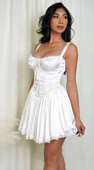 Camilla White Satin Corset A Line Mini Dress