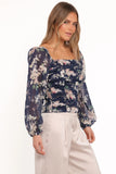 Maia Long Sleeve Top Navy Floral