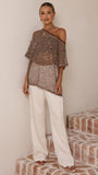 Zinnie Sequins Off Shoulder Top Mocha