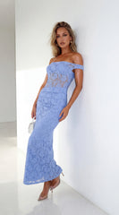 Roselune Lace Off Shoulder Dress Blue