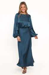 Remora Long Sleeve Midi Dress Teal