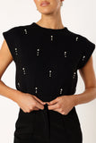 Malani Beaded Top Black