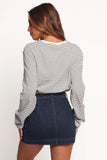 Ruva Long Sleeve Tee Navy White Stripe