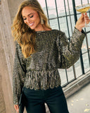 Estrella Sequin Peplum Top