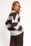 Mikaela Rugby Stripe Knit Sweater Brown Blue Stripe