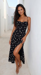 Romelia Polka Dot Maxi Dress Black