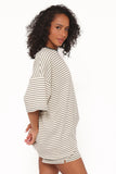 Hellen Stripe Short Set Cream Green Stripe