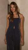 Fallon Halter Neck Top Navy