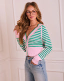 Light Breeze Knit Striped Cropped Cardigan