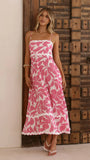 Seraphina Midi Dress Fuchsia White Print