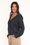 Amelia Oversize Collar Button Cardigan Navy