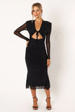 Salvatore Long Sleeve Midi Dress Black