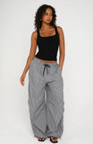 Say When Barrel Leg Pants Charcoal Stripe