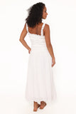 Enola Gather Midi Dress White