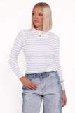 Stacie Ribbed Knit Top Light Blue Stripe