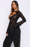 Need Somebody Long Sleeve Lace Bodysuit Black