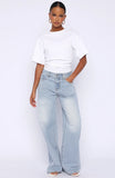 Just My Type Mid Rise Wide Leg Jeans Light Blue