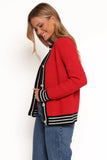 Yorkshire Contrast Hem Cardigan Red