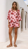 Luna Button Up Shirt Dahlia Rouge