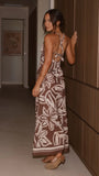 Briana Halter Maxi Dress Chocolate Floral