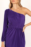 Pontee One Shoulder Pleated Midi Dress Purple