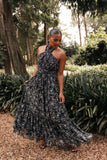 Lennon Halterneck Maxi Dress Black Floral