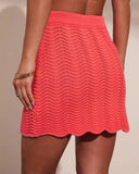 Araceli Open Wavy Knit Waist Tie Mini Skirt