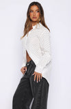 Always About Us Button Up Shirt White Polka Dot