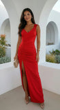 Marena Ruched Maxi Dress Red