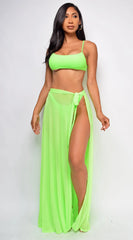 Skyros Neon Green Mesh Maxi Wrap Cover up Skirt