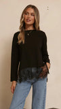Alina Lace Trim Top Black