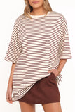 Wilda Oversized Tee Cream Tan Stripe