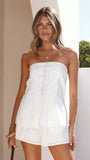 Sharni Strapless Pleat Top and Shorts Set White