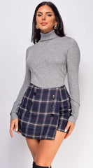 Gigi High Neck Long Sleeve Top Gray