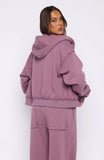 On My Own Terms Boxy Zip Front Hoodie Dusty Plum