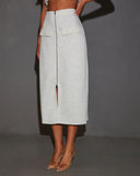 Luxe Lifestyle Front Zip Midi Skirt