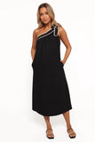 Brynlee One Shoulder Midi Dress Black Cream