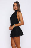 No Kiss And Tell Halter Lace Mini Dress Black