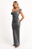 Selma Off Shoulder Maxi Dress Steel Gray