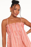 Carson Pleated Top Peach Stripe