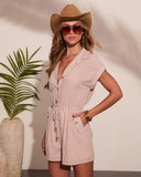 Poolside Lagoon Striped Drawstring Waist Tie Romper