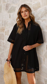 Halia Mini Shirt Dress Black