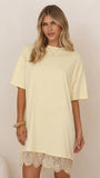 Saya T Shirt Lace Mini Dress Yellow