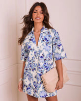 Lovely Bloom Shift Mini Shirt Dress