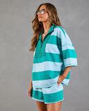 Cool Poise Striped Quarter Zip Terry Top