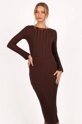 Jolene Long Sleeve Maxi Dress Brown