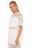 Yonder Sheer Lace Tee Top White