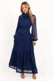 Julip Sheer Long Sleeve Maxi Dress Navy
