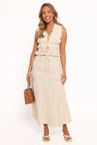 Farica Gingham Midi Skirt Cream